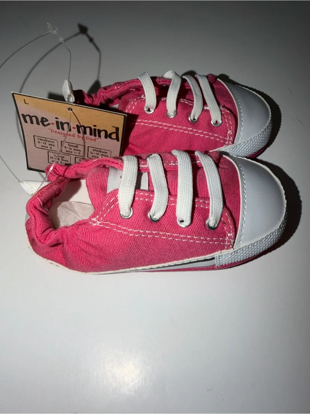 NWT Me-In-Mind Baby Girl Pink Canvas Crib Shoes | 12-18M Size 5-6